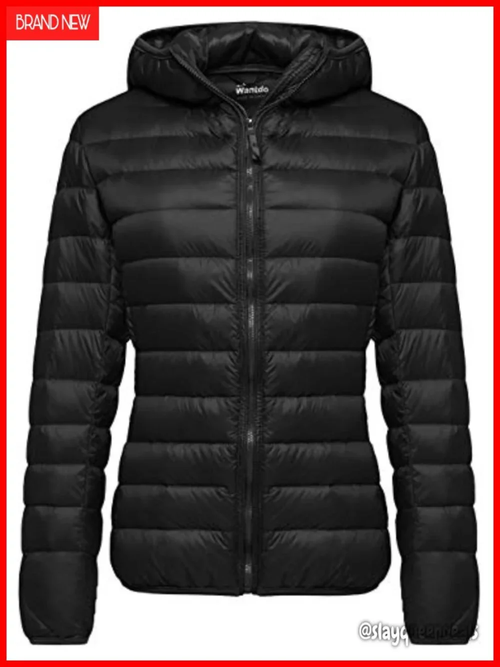 Lightweight Packable Down Puffer Jacket Hooded Quilted Winter Coat Long Sleeve